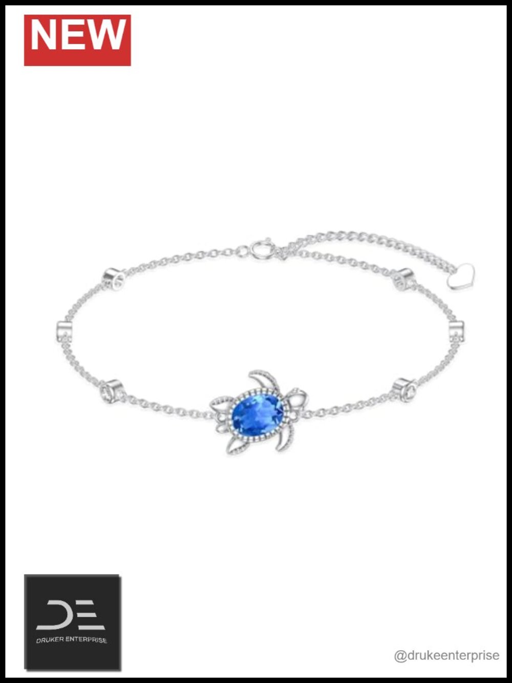 Turtle Bracelet 925 Sterling Silver London Blue Topaz Sea Turtle Ocean Jewelry